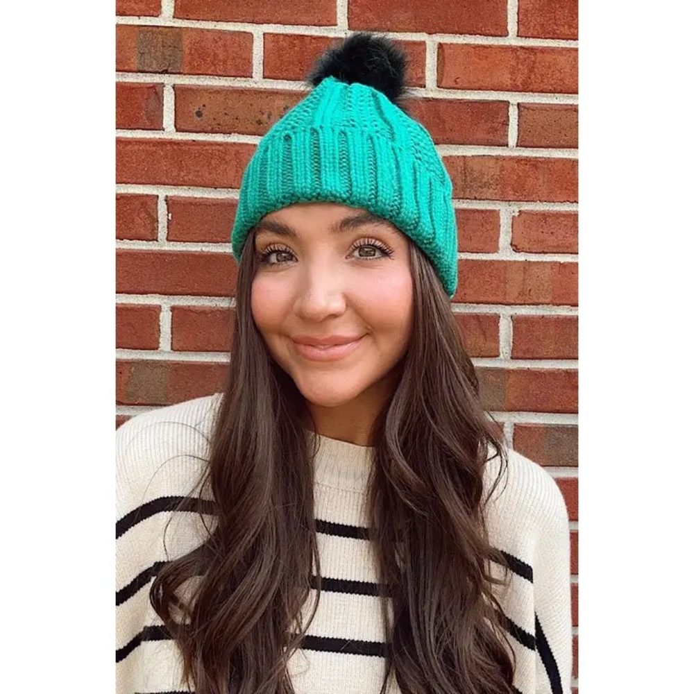 Satin Lined Adult Pom Beanie